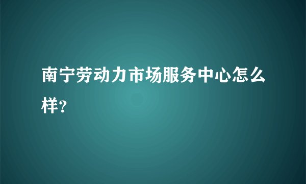 南宁劳动力市场服务中心怎么样？