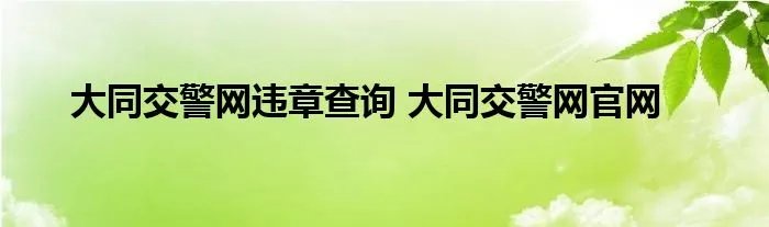 大同交警网违章查询 大同交警网官网