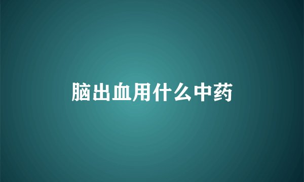 脑出血用什么中药