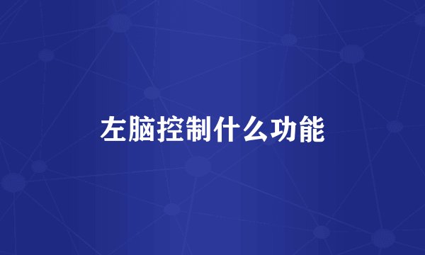 左脑控制什么功能