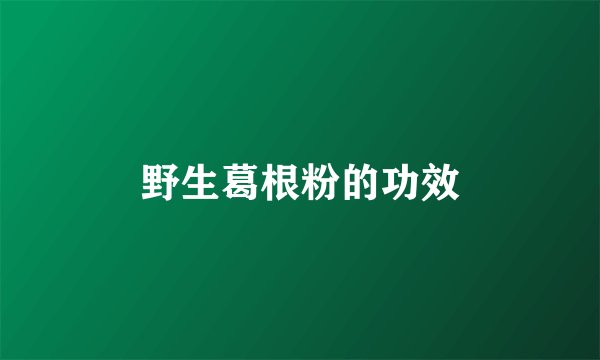 野生葛根粉的功效