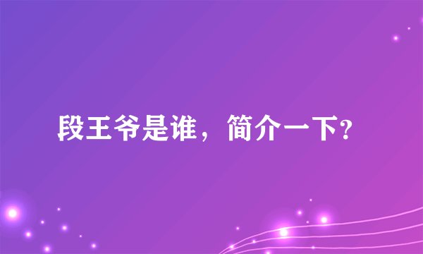 段王爷是谁，简介一下？