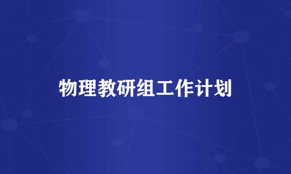 物理教研组工作计划