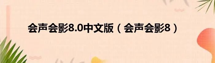 会声会影8.0中文版（会声会影8）