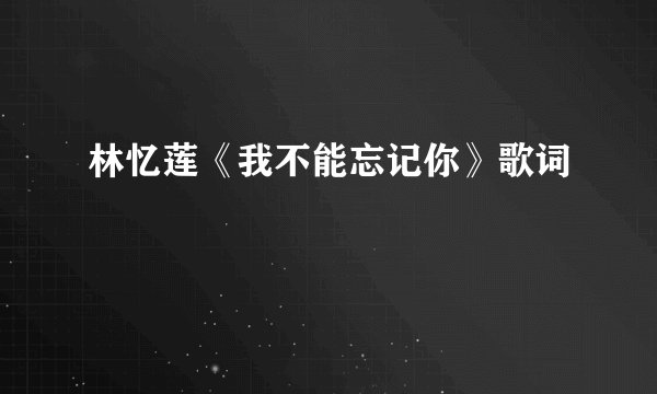 林忆莲《我不能忘记你》歌词