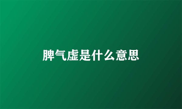 脾气虚是什么意思