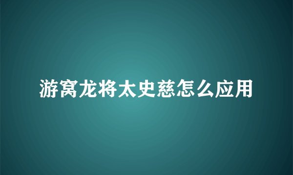 游窝龙将太史慈怎么应用