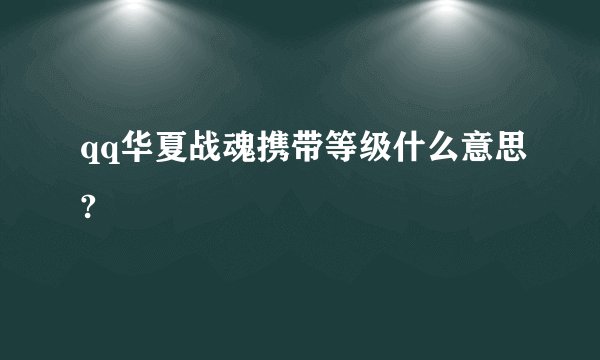 qq华夏战魂携带等级什么意思?