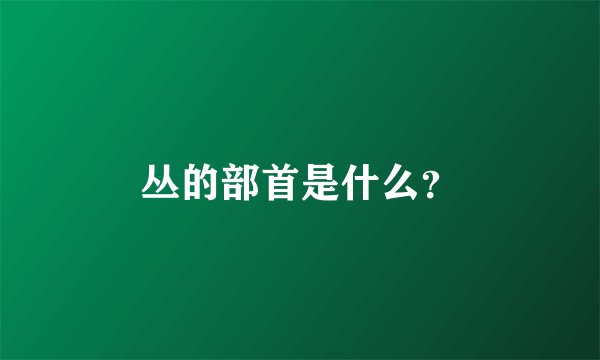 丛的部首是什么？