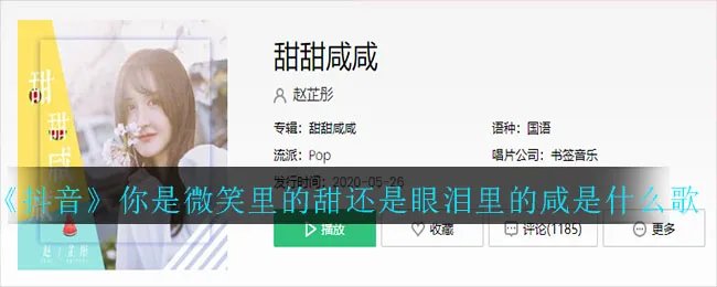 《抖音》你是微笑里的甜还是眼泪里的咸是什么歌