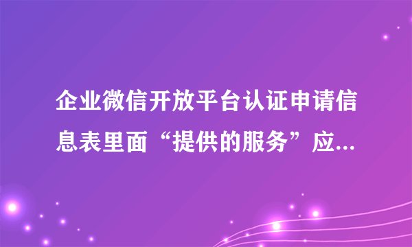 企业微信开放平台认证申请信息表里面“提供的服务”应该填写怎样的内容？