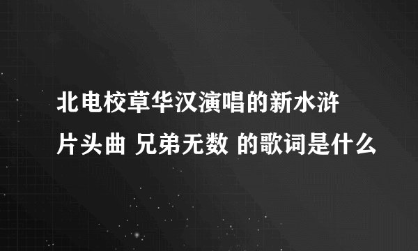 北电校草华汉演唱的新水浒 片头曲 兄弟无数 的歌词是什么