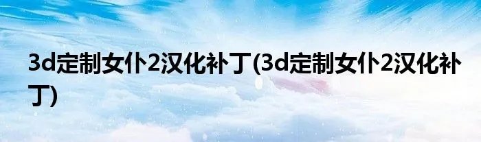 3d定制女仆2汉化补丁(3d定制女仆2汉化补丁)