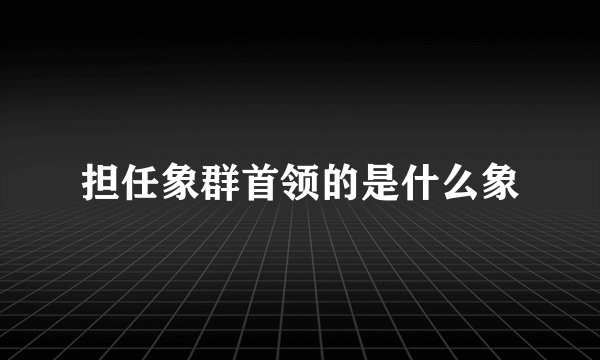 担任象群首领的是什么象