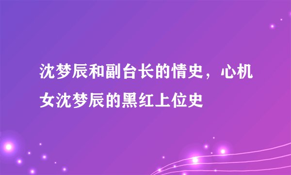 沈梦辰和副台长的情史，心机女沈梦辰的黑红上位史