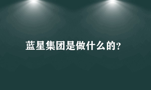 蓝星集团是做什么的？