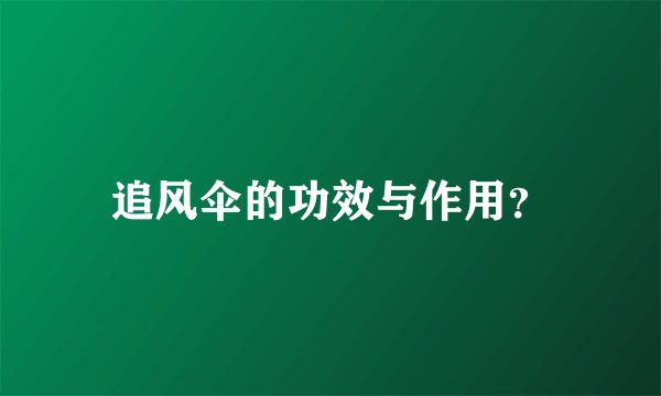 追风伞的功效与作用？