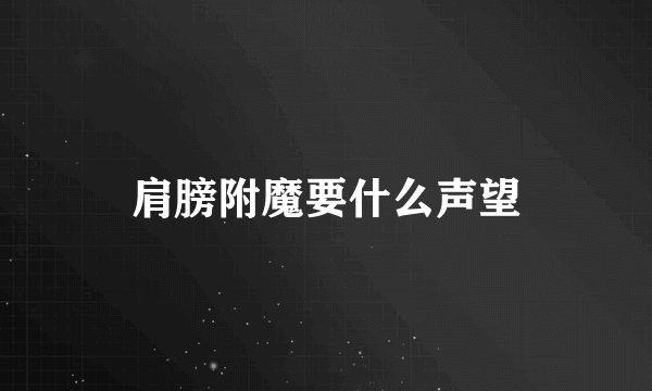肩膀附魔要什么声望