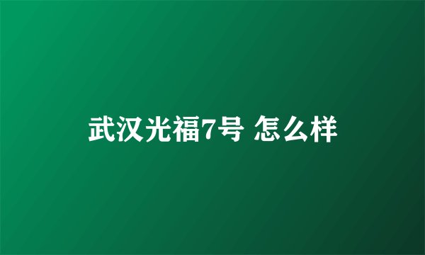 武汉光福7号 怎么样
