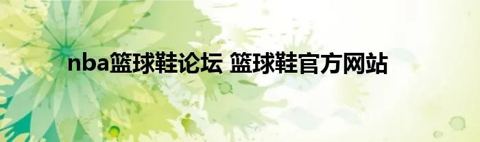 nba篮球鞋论坛 篮球鞋官方网站
