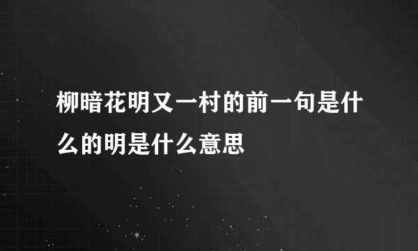 柳暗花明又一村的前一句是什么的明是什么意思