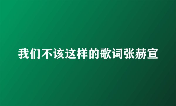 我们不该这样的歌词张赫宣
