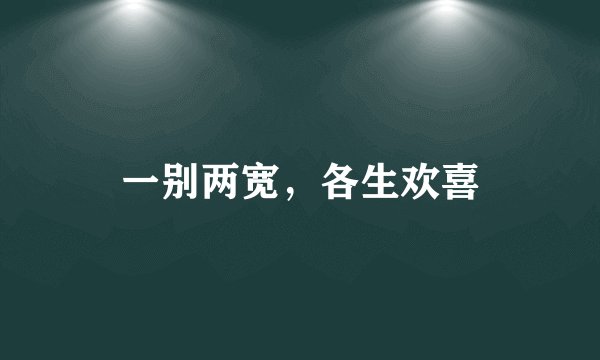 一别两宽，各生欢喜