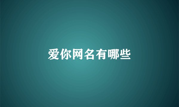 爱你网名有哪些