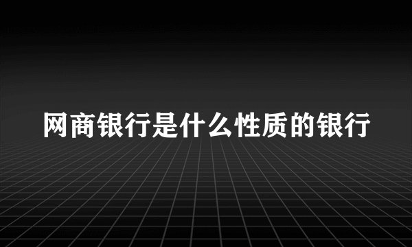 网商银行是什么性质的银行