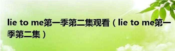 lie to me第一季第二集观看（lie to me第一季第二集）