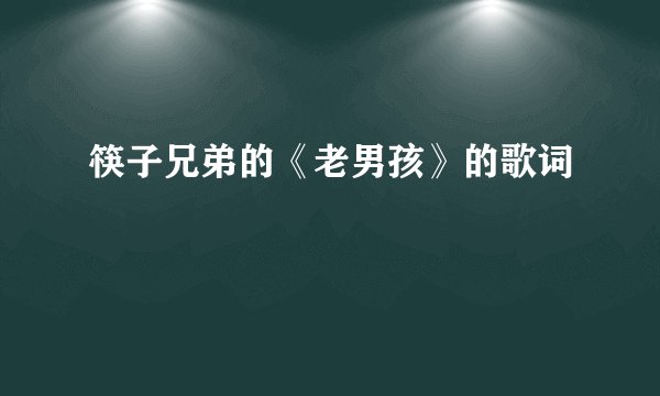 筷子兄弟的《老男孩》的歌词