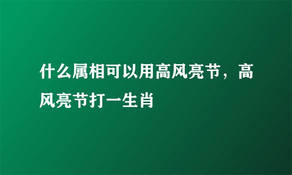 什么属相可以用高风亮节，高风亮节打一生肖