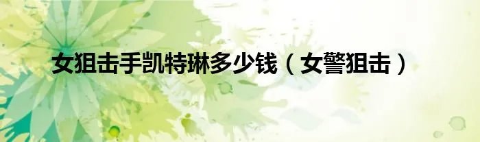 女狙击手凯特琳多少钱（女警狙击）
