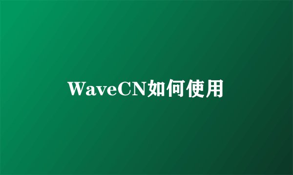 WaveCN如何使用