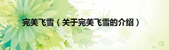 完美飞雪（关于完美飞雪的介绍）