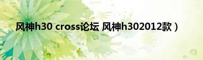 风神h30 cross论坛 风神h302012款）
