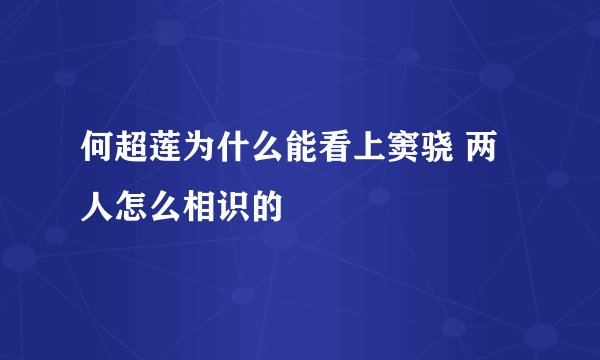 何超莲为什么能看上窦骁 两人怎么相识的