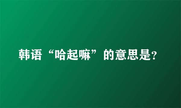 韩语“哈起嘛”的意思是？