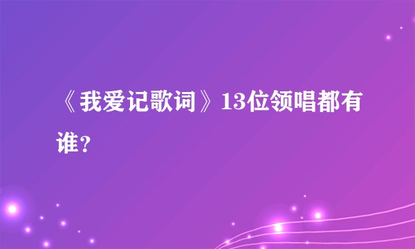 《我爱记歌词》13位领唱都有谁？