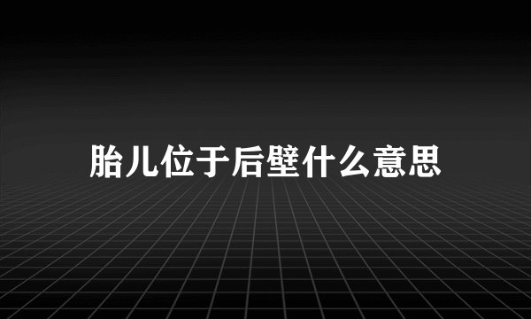 胎儿位于后壁什么意思