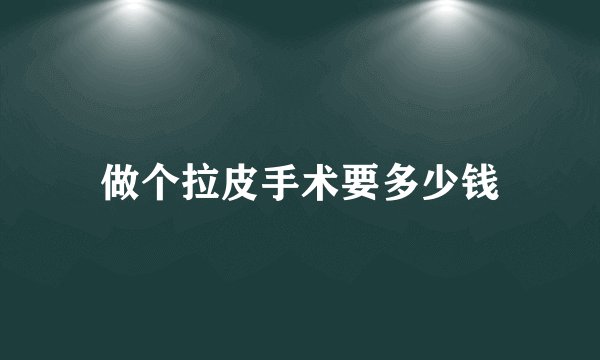 做个拉皮手术要多少钱
