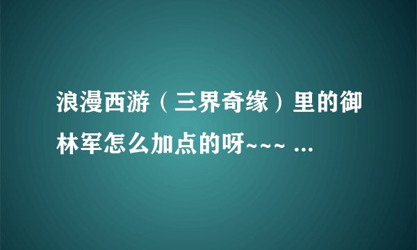 浪漫西游（三界奇缘）里的御林军怎么加点的呀~~~ 求高人告知