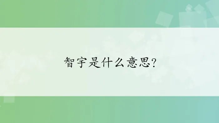 智宇是什么意思?