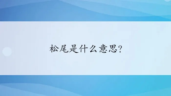 松尾是什么意思？