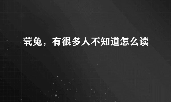 茕兔，有很多人不知道怎么读