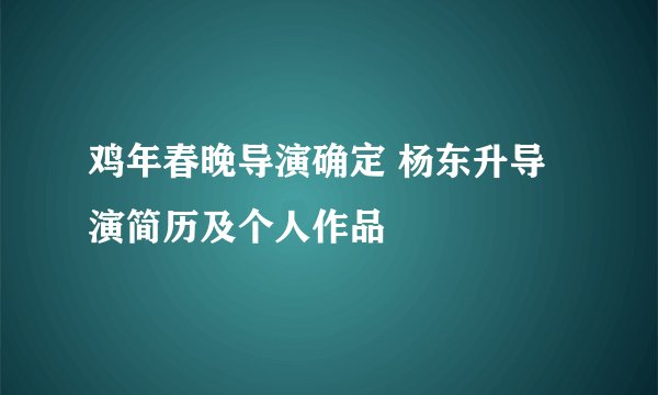 鸡年春晚导演确定 杨东升导演简历及个人作品