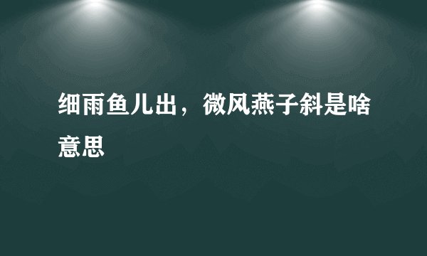 细雨鱼儿出，微风燕子斜是啥意思