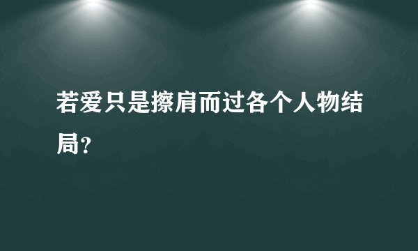 若爱只是擦肩而过各个人物结局？