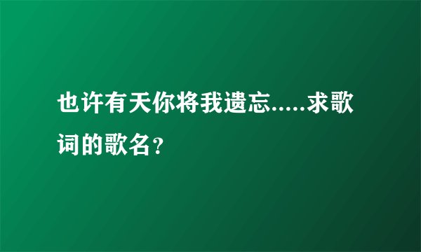 也许有天你将我遗忘.....求歌词的歌名？