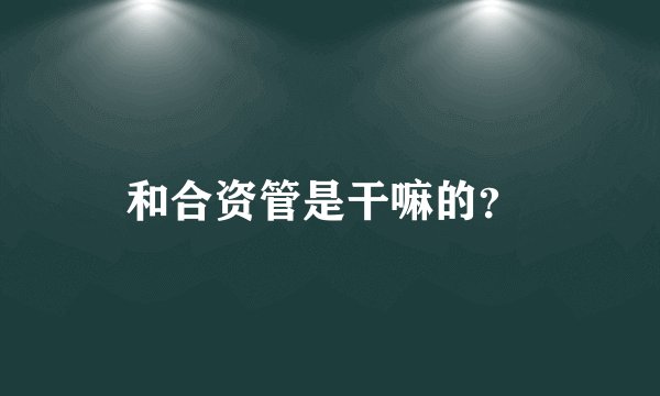 和合资管是干嘛的？ 